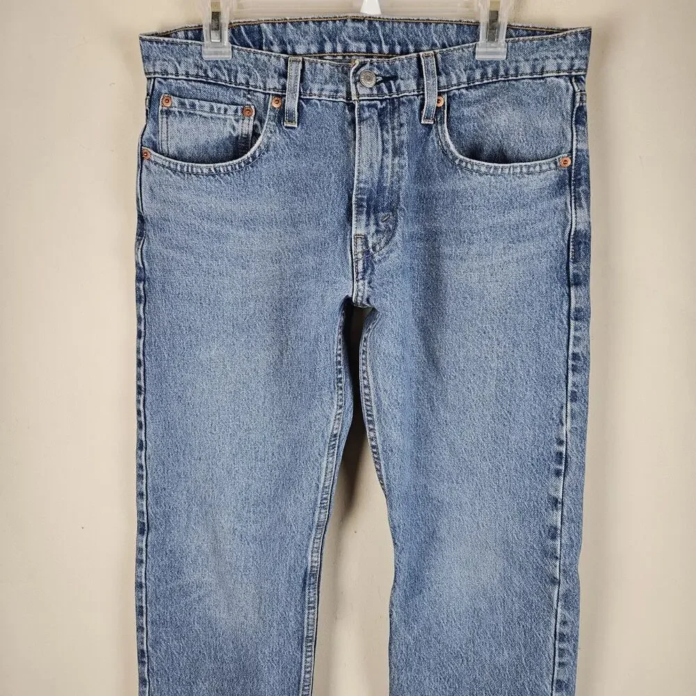 Levis 502 Jeans Mens 32x30 FIT 32X28 Blue Denim Tapered Leg Mid Rise Stretch